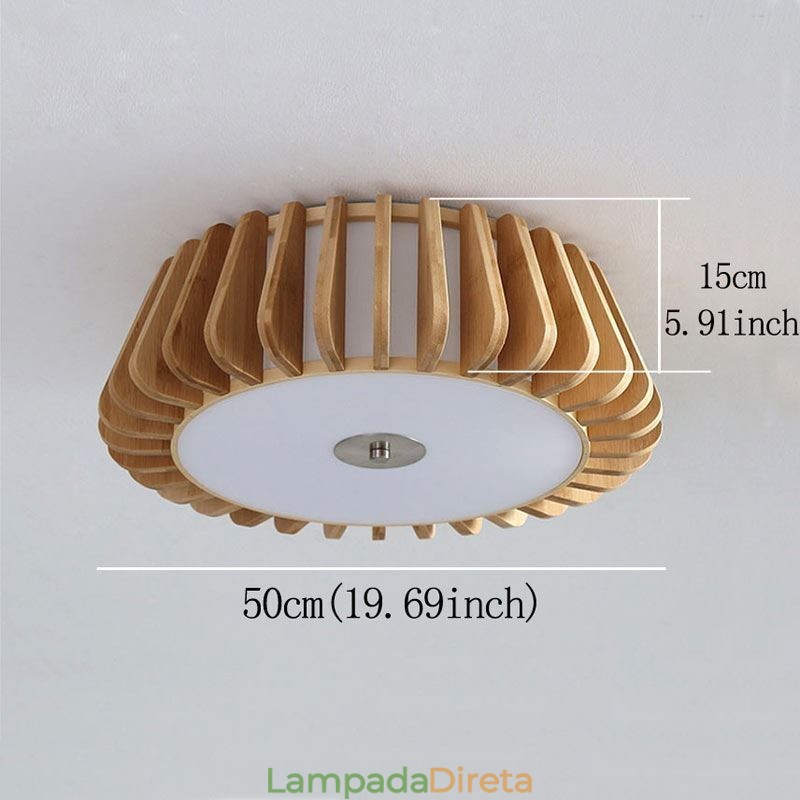 Iluminação de teto criativa de bambu para montagem embutida redonda nórdica
