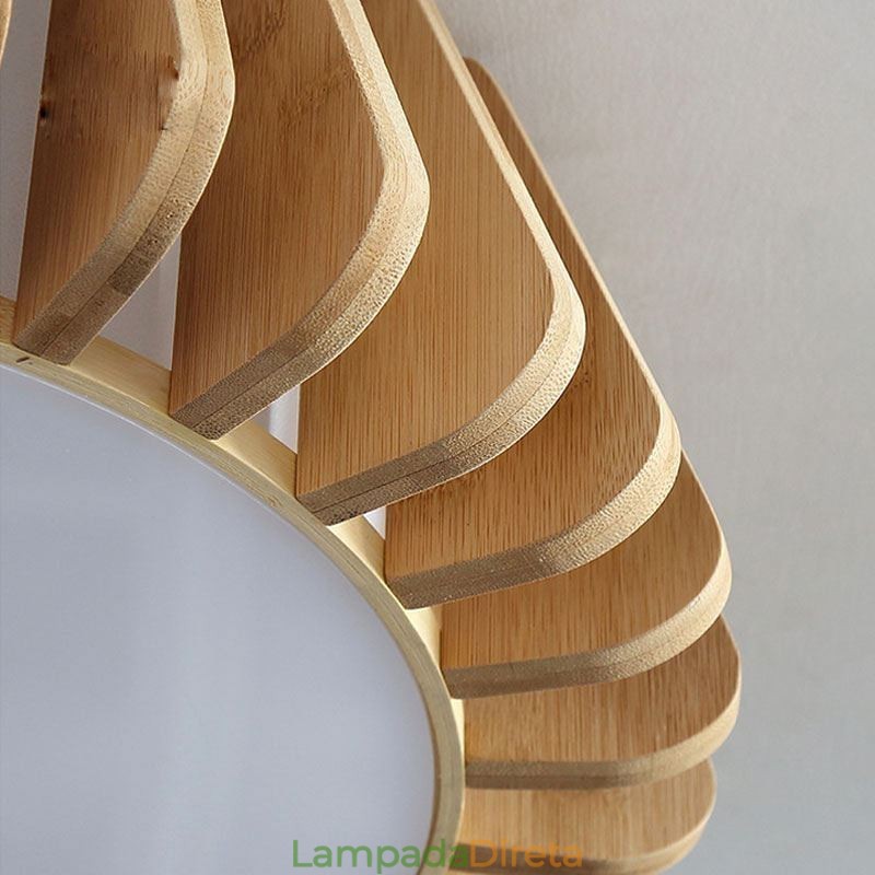 Iluminação de teto criativa de bambu para montagem embutida redonda nórdica