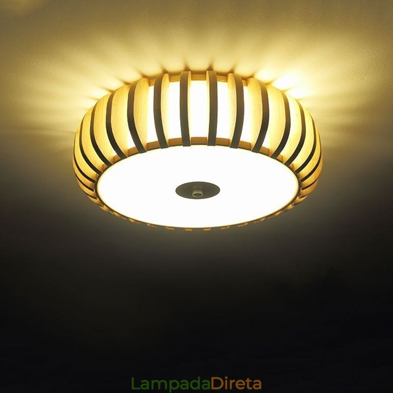 Iluminação de teto em formato de abóbora de montagem embutida de bambu rural