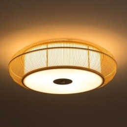 Luminária de teto redonda criativa japonesa de bambu especial chinesa embutida