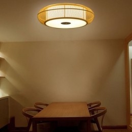 Luminária de teto redonda criativa japonesa de bambu especial chinesa embutida