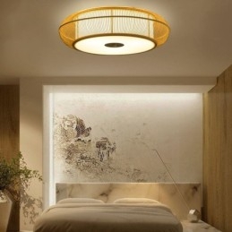 Luminária de teto redonda criativa japonesa de bambu especial chinesa embutida