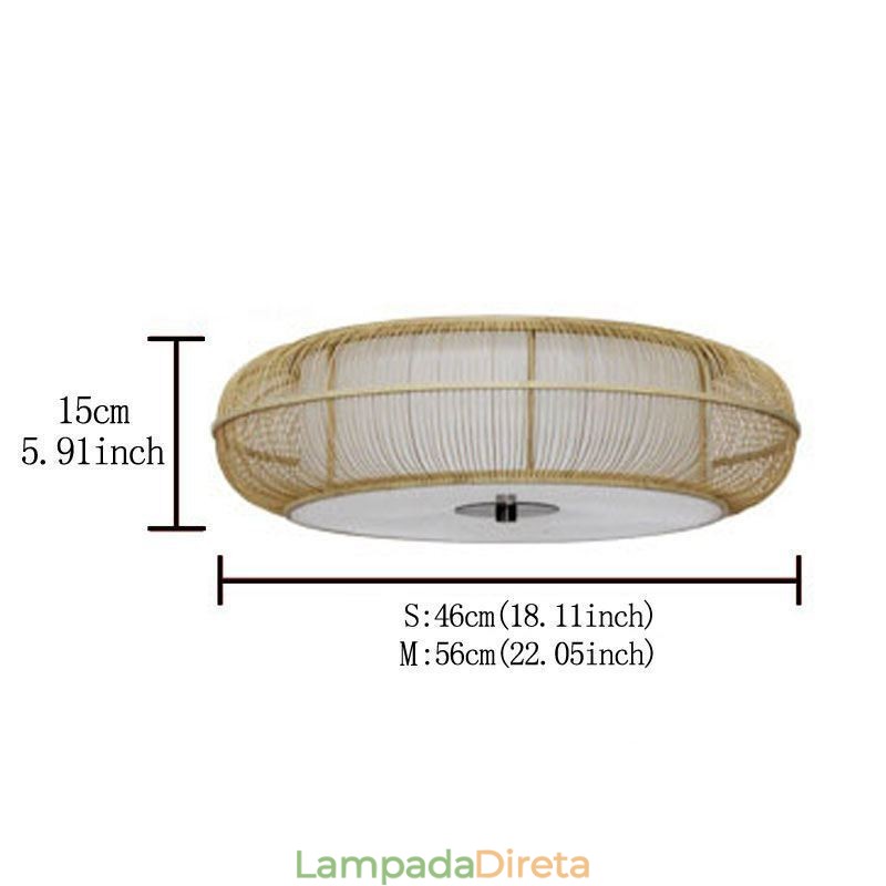 Luminária de teto redonda criativa japonesa de bambu especial chinesa embutida