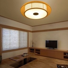 Luminária de teto redonda criativa japonesa de bambu especial chinesa embutida