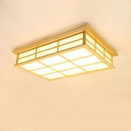 Luminária de teto cubóide japonesa Iluminação de teto de madeira maciça