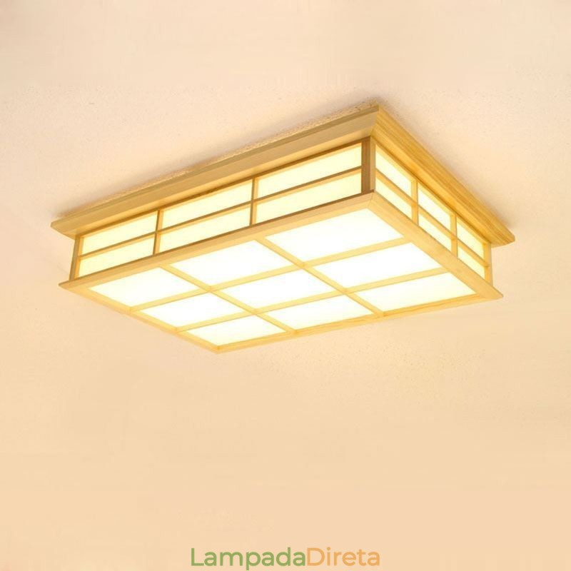 Luminária de teto cubóide japonesa Iluminação de teto de madeira maciça
