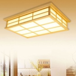 Luminária de teto cubóide japonesa Iluminação de teto de madeira maciça