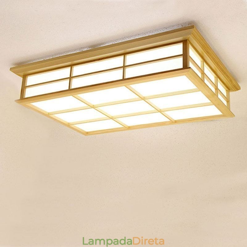 Luminária de teto cubóide japonesa Iluminação de teto de madeira maciça