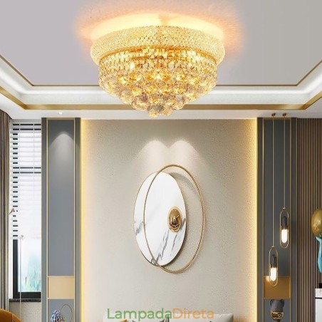 Luminária de teto de cristal de luxo com montagem embutida europeia Luminária de teto de cristal de luxo com montagem embutida europeia