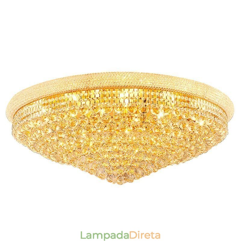 Luminária de teto de cristal de luxo com montagem embutida europeia