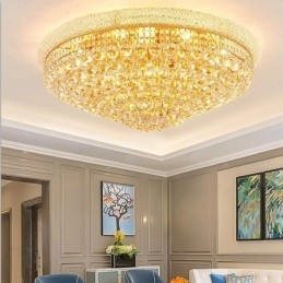 Luminária de teto de cristal de luxo com montagem embutida europeia