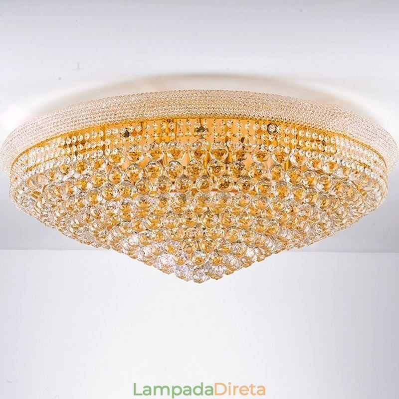 Luminária de teto de cristal de luxo com montagem embutida europeia
