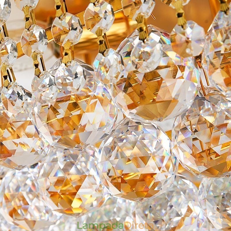 Luminária de teto de cristal de luxo com montagem embutida europeia