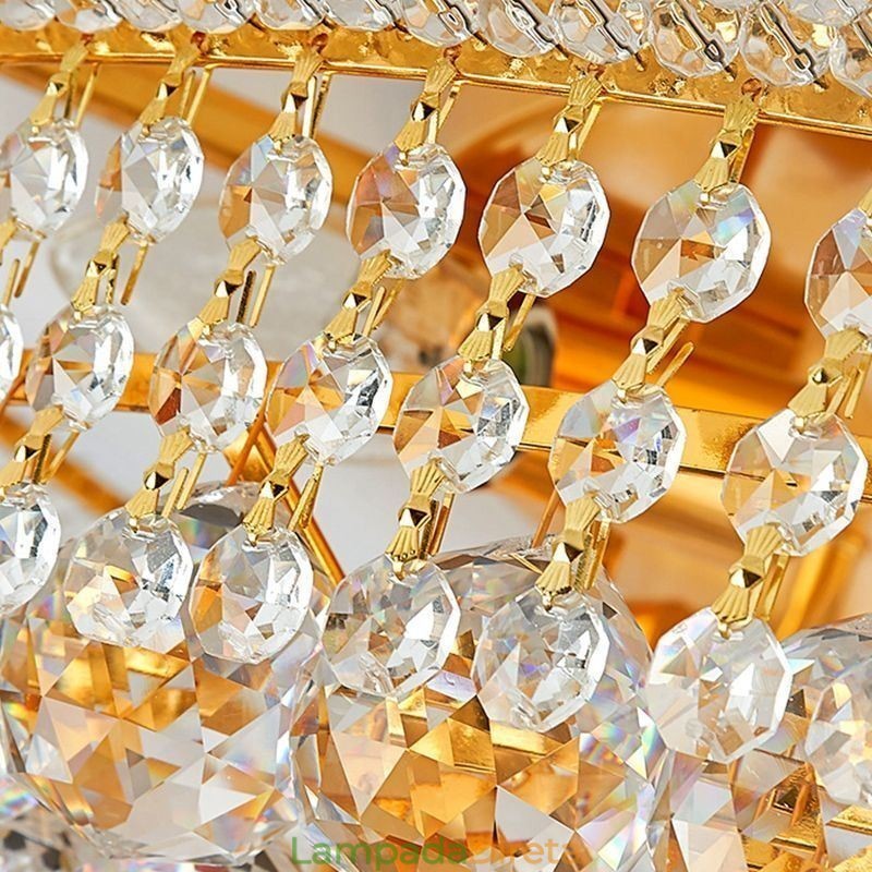 Luminária de teto de cristal de luxo com montagem embutida europeia