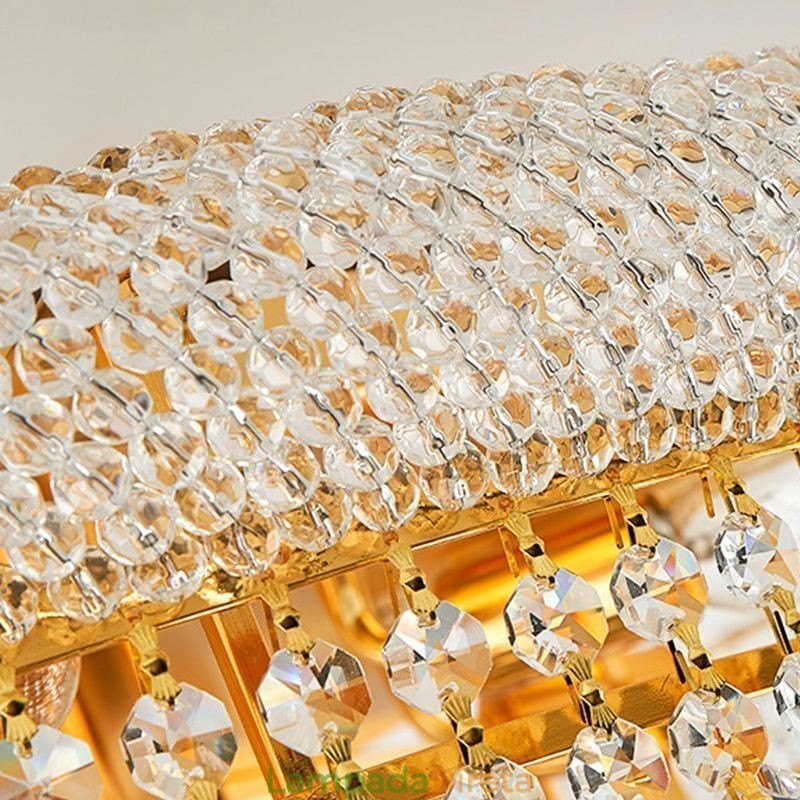 Luminária de teto de cristal de luxo com montagem embutida europeia