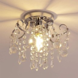 Luminária de teto de cristal único embutida e minimalista moderna