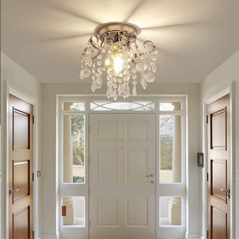 Luminária de teto de cristal único embutida e minimalista moderna