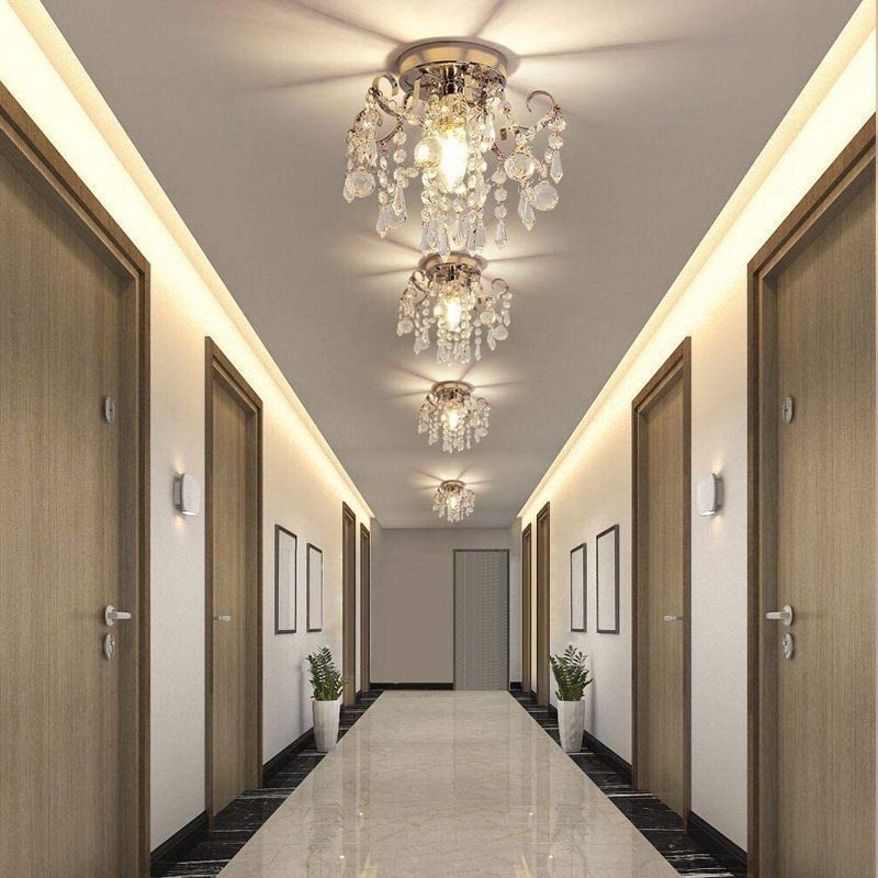 Luminária de teto de cristal único embutida e minimalista moderna