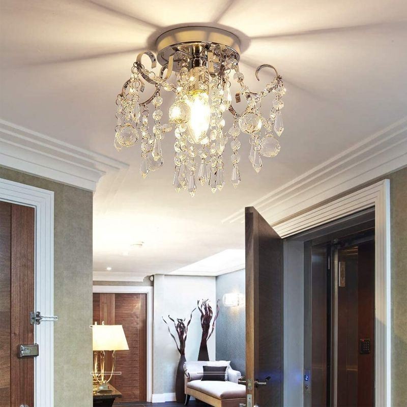 Luminária de teto de cristal único embutida e minimalista moderna