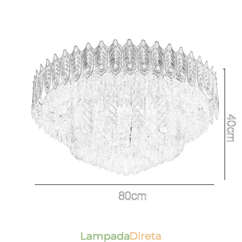 Cristal Flush Mount redondo galvanizado Phoenix Tail ouro luxo decorativo luz de teto