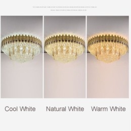 Cristal Flush Mount redondo galvanizado Phoenix Tail ouro luxo decorativo luz de teto