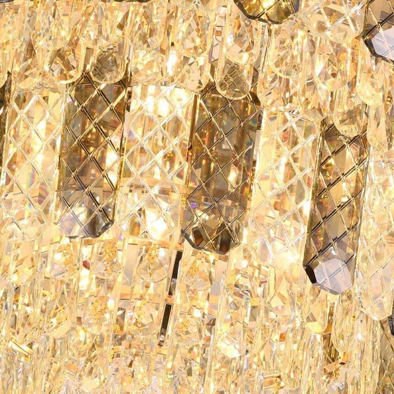 Luminária de teto decorativa de luxo redonda de camada dupla de montagem embutida de cristal 80 cm