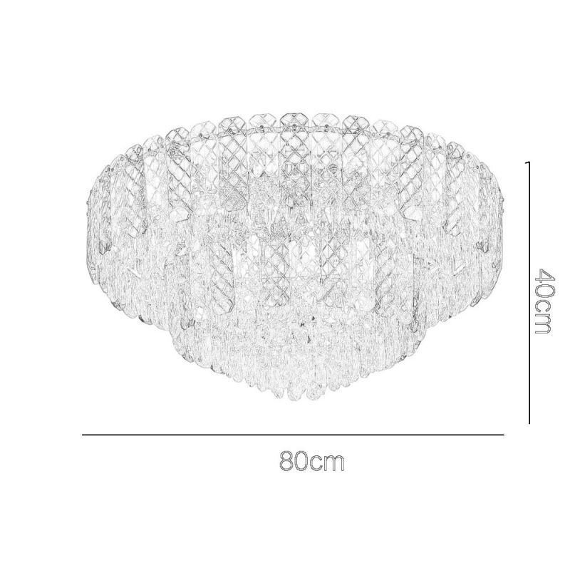 Luminária de teto decorativa de luxo redonda de camada dupla de montagem embutida de cristal 80 cm