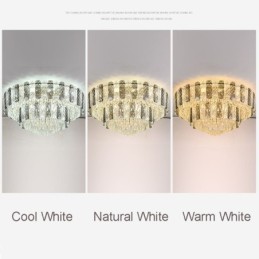 Luminária de teto decorativa de luxo redonda de camada dupla de montagem embutida de cristal 80 cm