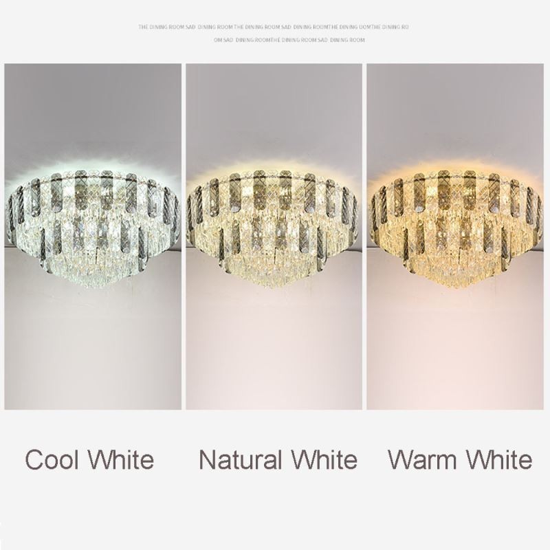 Luminária de teto decorativa de luxo redonda de camada dupla de montagem embutida de cristal 80 cm