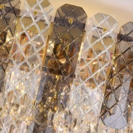 Luminária de teto decorativa de luxo redonda de camada dupla de montagem embutida de cristal 80 cm