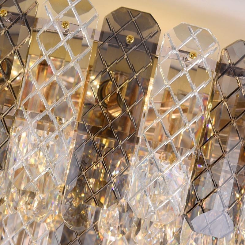 Luminária de teto decorativa de luxo redonda de camada dupla de montagem embutida de cristal 80 cm