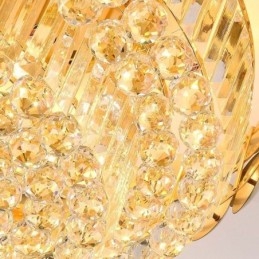 Luminária de teto decorativa de luxo em ouro galvanizado redondo com montagem embutida de cristal 80 cm
