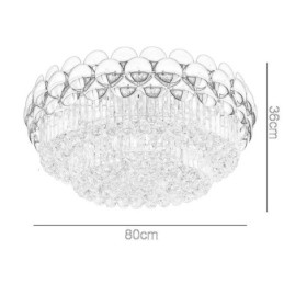 Luminária de teto decorativa de luxo em ouro galvanizado redondo com montagem embutida de cristal 80 cm