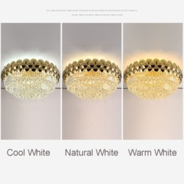 Luminária de teto decorativa de luxo em ouro galvanizado redondo com montagem embutida de cristal 80 cm