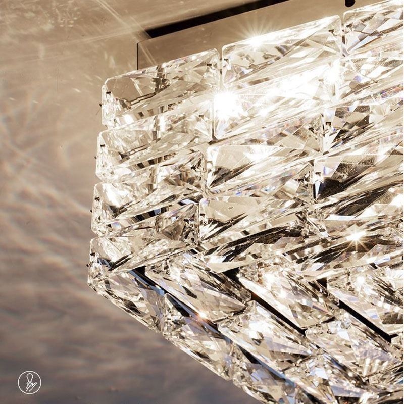 Luminária de teto de cristal embutida em três cores regulável