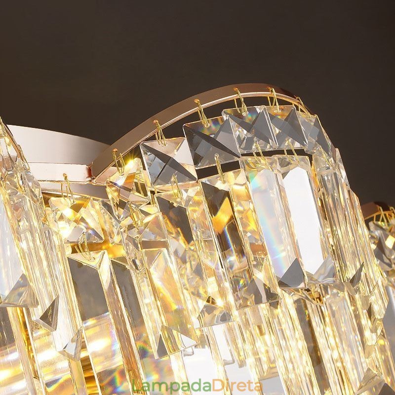 Luminária de teto de cristal redonda luxuosa com montagem embutida
