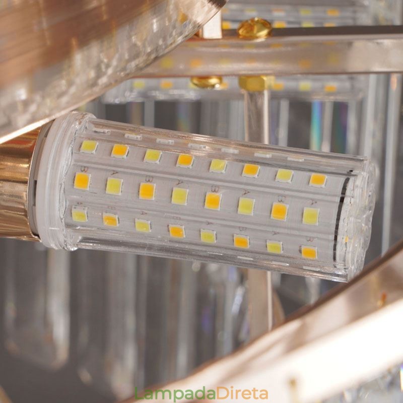 Luminária de teto de cristal redonda luxuosa com montagem embutida