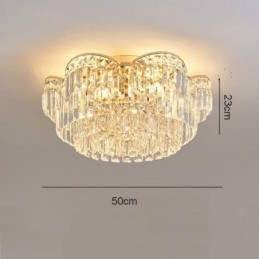 Luminária de teto de cristal redonda luxuosa com montagem embutida