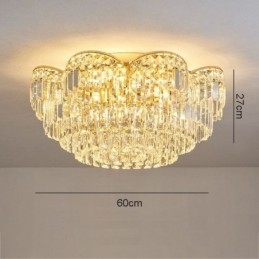 Luminária de teto de cristal redonda luxuosa com montagem embutida