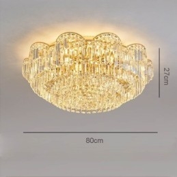 Luminária de teto de cristal redonda luxuosa com montagem embutida