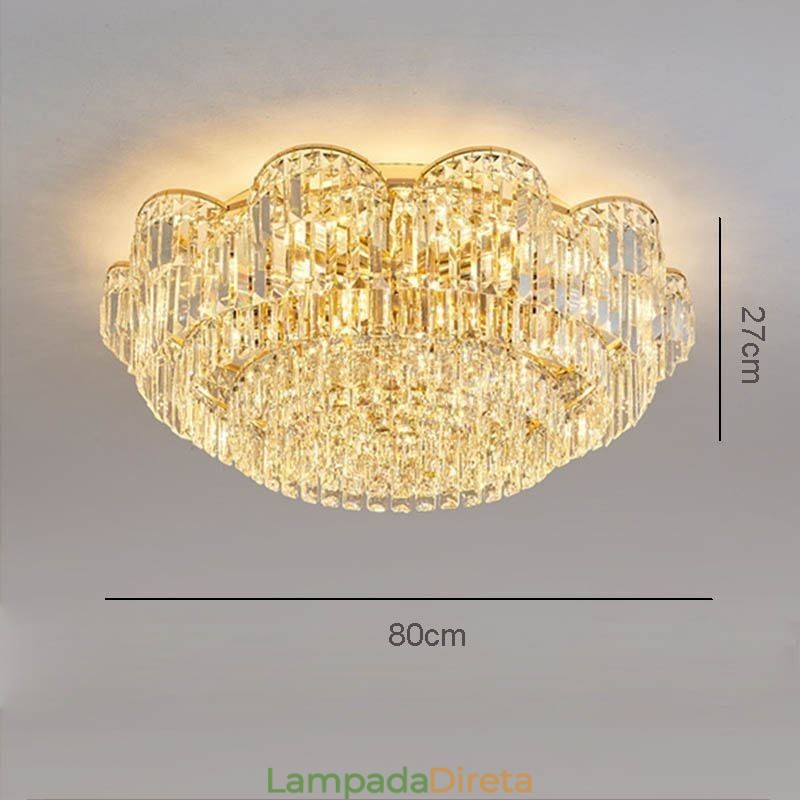 Luminária de teto de cristal redonda luxuosa com montagem embutida