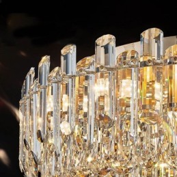 Luminária de teto de cristal de luxo embutida redonda com decoração de cristal