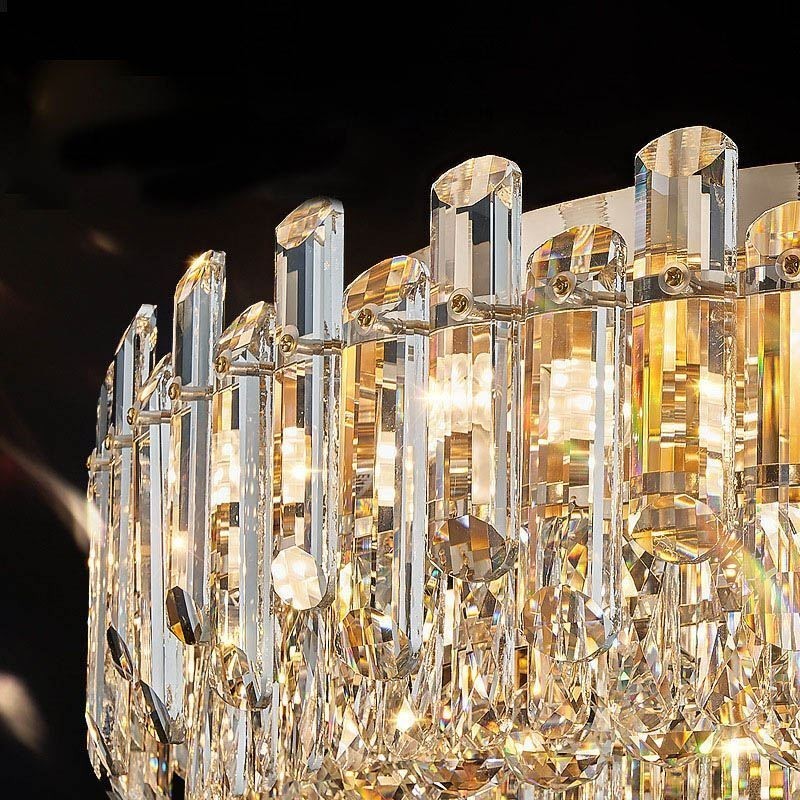 Luminária de teto de cristal de luxo embutida redonda com decoração de cristal