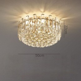 Luminária de teto de cristal de luxo embutida redonda com decoração de cristal