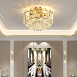 Luminárias de teto de decoração de cristal redondo com montagem embutida de cristal