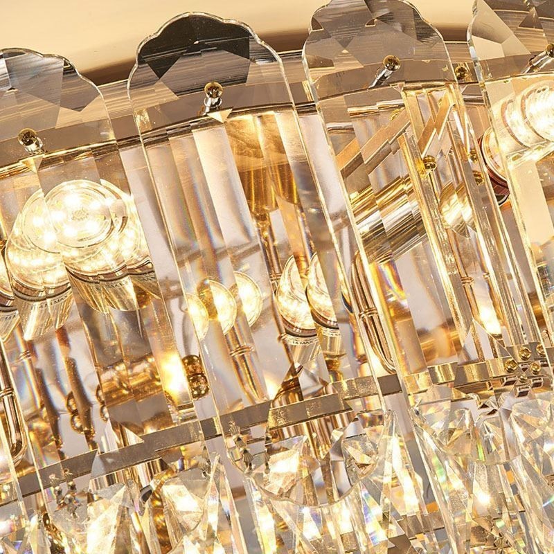 Luminárias de teto de decoração de cristal redondo com montagem embutida de cristal