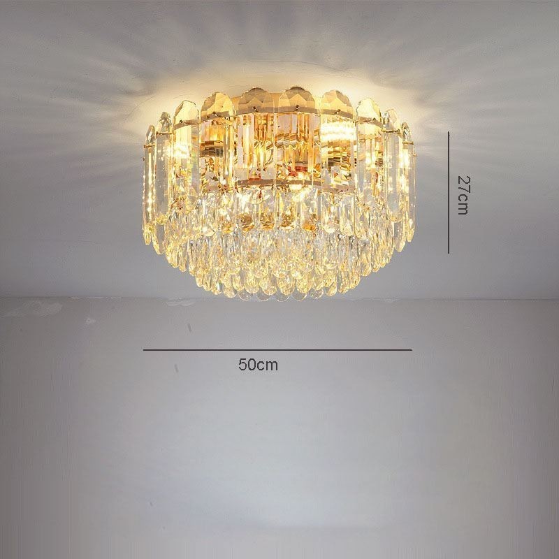 Luminárias de teto de decoração de cristal redondo com montagem embutida de cristal