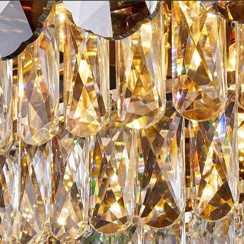 Luminária de teto de cristal redonda cinza esfumaçado para decoração embutida em cristal