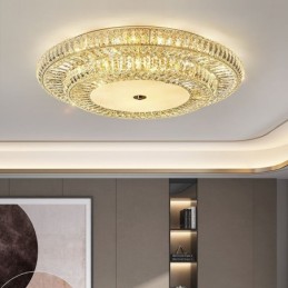 Luminária de teto de cristal redonda embutida para decoração em cristal
