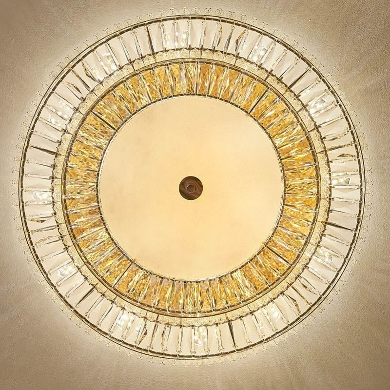 Luminária de teto de cristal redonda embutida para decoração em cristal